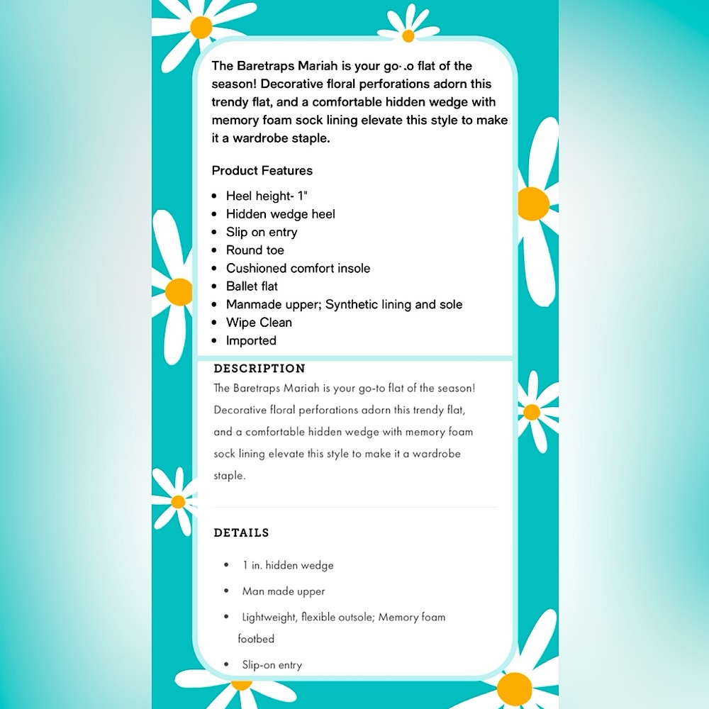 🆕 BNIOB• Baretraps Mariah Flats with Memory Foam in Caramel ~ Women’s ~ Leather - Picture 9 of 16